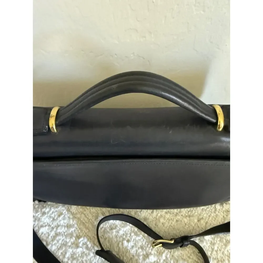 Vintage Coach Lexington Briefcase - Smooth Black Leather with Brass Hardware